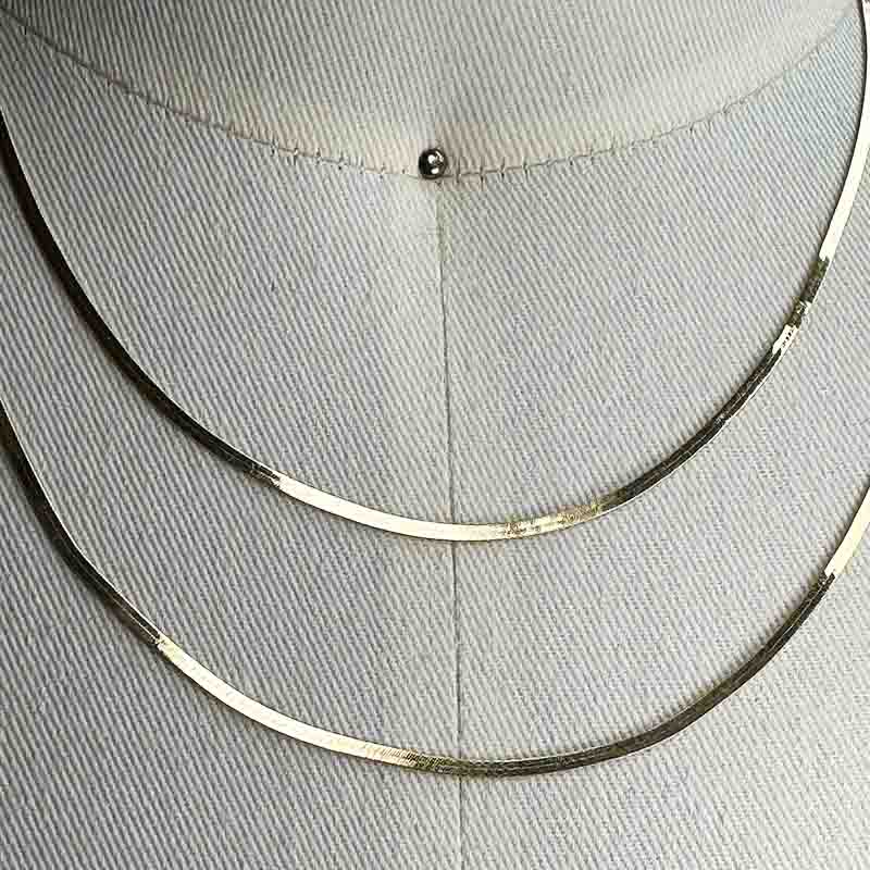 14K Solid White Gold Herringbone Necklace Chain 16 