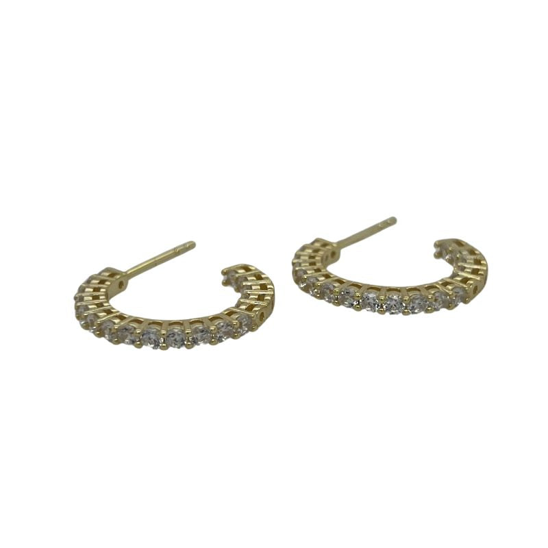 
                  
                    Load image into Gallery viewer, These round crystal studded style hoop earrings are available in either sterling silver or 14 kt yellow gold vermeil.&amp;nbsp;
                  
                