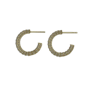 
                  
                    Load image into Gallery viewer, These round crystal studded style hoop earrings are available in either sterling silver or 14 kt yellow gold vermeil.&amp;nbsp;
                  
                