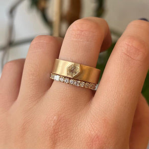 
                  
                    Load image into Gallery viewer, The Aspen Ring stacked with the Brie Eternity
                  
                