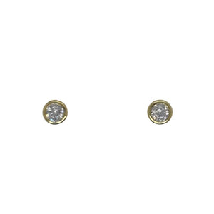 
                  
                    Load image into Gallery viewer, These studs are made with 14 kt gold vermeil, with a rounded genuine crystal centered in the middle. Available in sterling silver and 14 kt gold vermeil.
                  
                