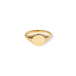 
                  
                    Load image into Gallery viewer, Made of solid 14 kt gold, our classic style signet ring never goes out of style. Wear it with a blank face or choose a script letter to add your own a personal touch. Either way, you can&amp;#39;t go wrong.&amp;nbsp;
                  
                