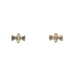 Our baguette and round crystal studs are made of solid sterling silver. Available in a 14 kt yellow gold vermeil.