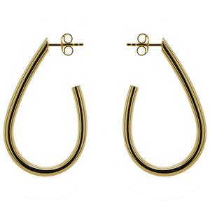 
                  
                    Load image into Gallery viewer, A large pair of 3/4 hoops with posts made of 14 kt yellow gold vermeil on a white background. 
                  
                