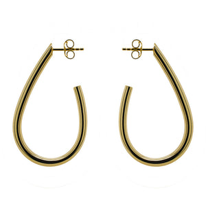 
                  
                    Load image into Gallery viewer, A medium pair of 3/4 hoops with posts made of 14 kt yellow gold vermeil on a white background. 
                  
                