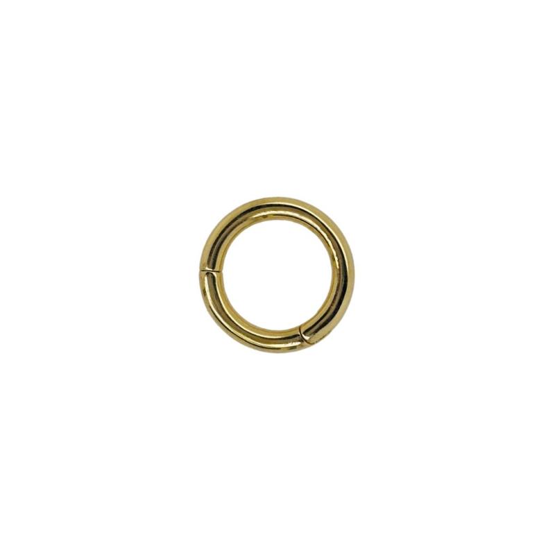 Casted in 14 kt gold, this 16mm round charm connector is perfect to add multiple charms to any necklace or bracelet.