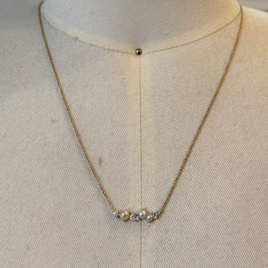 
                  
                    Load image into Gallery viewer, Diamond and pearl necklace shown on bust for scale.
                  
                