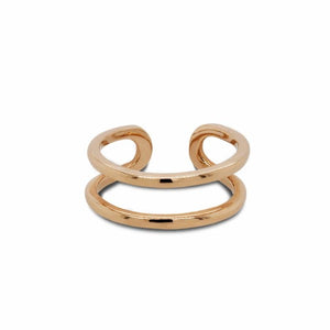 
                  
                    Load image into Gallery viewer, Front view of double midi ring cast in 14 kt yellow gold.
                  
                